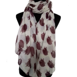 Shawl beige met aubergine kleurige egels